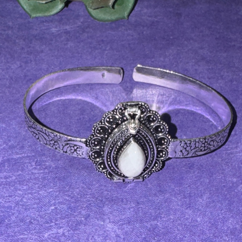 Silver Moonstone Locket Bracelet